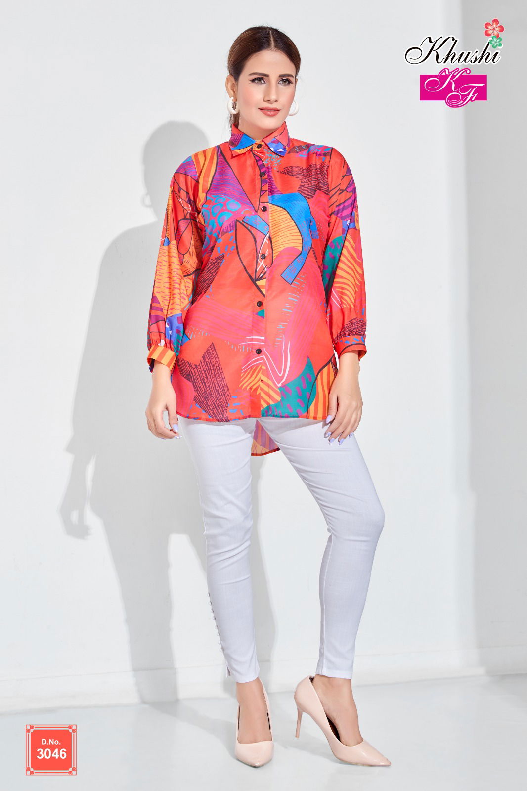 Designer Printed Office Wear Ladies Shirt Catalog